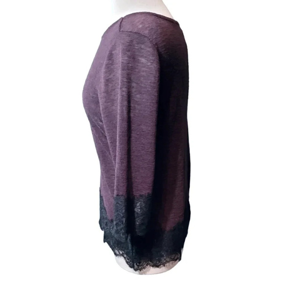 New York And Company Deep Purple Black Lace Sweater Size Medium - Picture 2 of 7